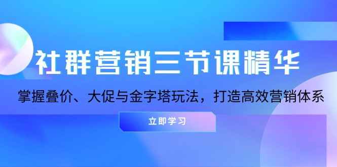 社群营销三节课精华：掌握叠价、大促与金字塔玩法，打造高效营销体系-情久项目网