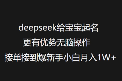 deepseek给宝宝起名更有优势无脑操作接单接到爆新手小白月入1W+-情久项目网