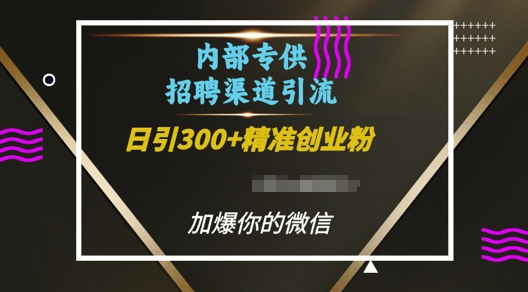 内部招聘渠道日引流300+创业粉，加爆你的微信【揭秘】-情久项目网