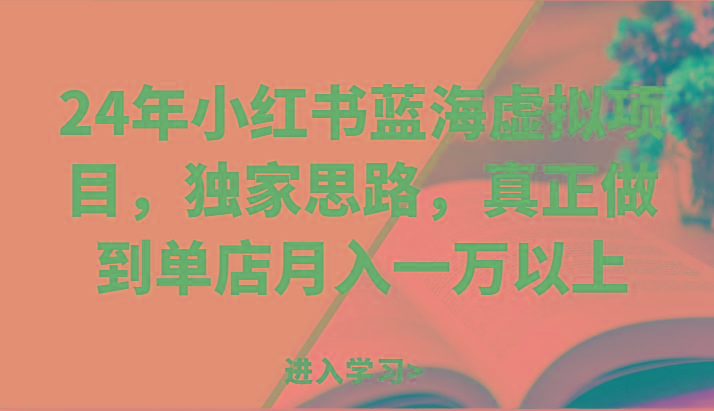 24年小红书蓝海虚拟项目，独家思路，真正做到单店月入一万以上。-情久项目网