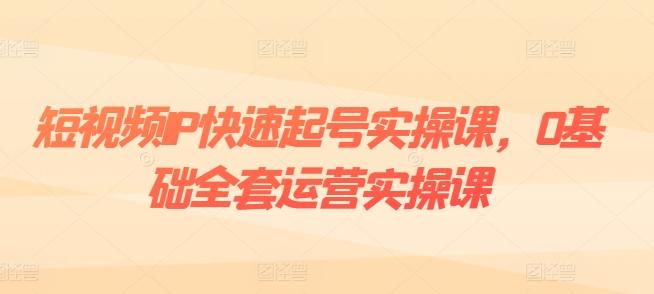 短视频IP快速起号实操课，0基础全套运营实操课，爆款内容设计+粉丝运营+内容变现-情久项目网