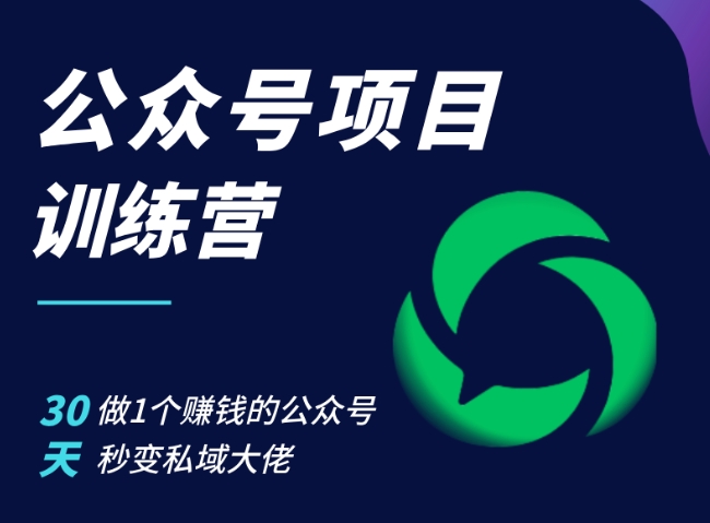 公众号项目训练营，30天做1个赚钱的公众号，秒变私域大佬-情久项目网