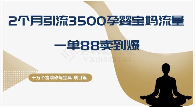 十万个富翁修炼宝典之13.2个月引流3500孕婴宝妈流量，一单88卖到爆-情久项目网