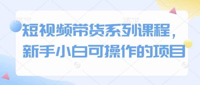短视频带货系列课程，新手小白可操作的项目-情久项目网