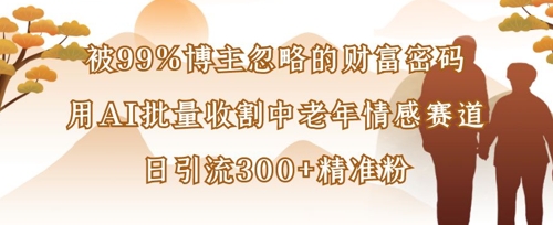 被99%博主忽略的财富密码：用AI批量收割中老年情感赛道，日引流300+精准粉-情久项目网