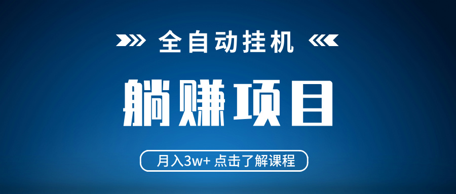 全自动挂机项目 月入3w+ 真正躺平项目 不吃电脑配置 当天见收益-情久项目网