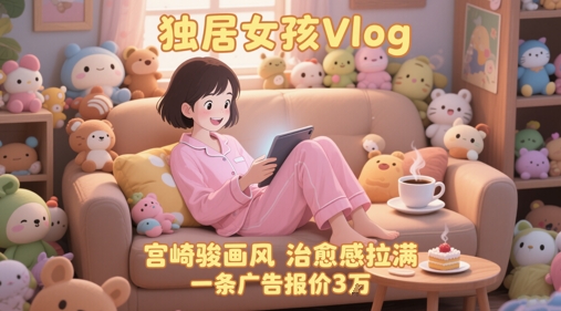 单个账号涨粉71W！用AI制作独居女孩Vlog，宫崎骏画风，治愈感拉满，一条广告报价3W-情久项目网