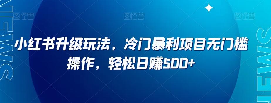 小红书升级玩法，冷门暴利项目无门槛操作，轻松日赚500+【揭秘】-情久项目网