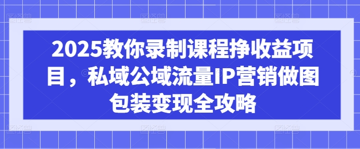 2025教你录制课程挣收益项目，私域公域流量IP营销做图包装变现全攻略-情久项目网