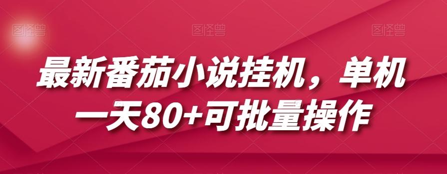 最新番茄小说挂机，单机一天80+可批量操作【揭秘】-情久项目网