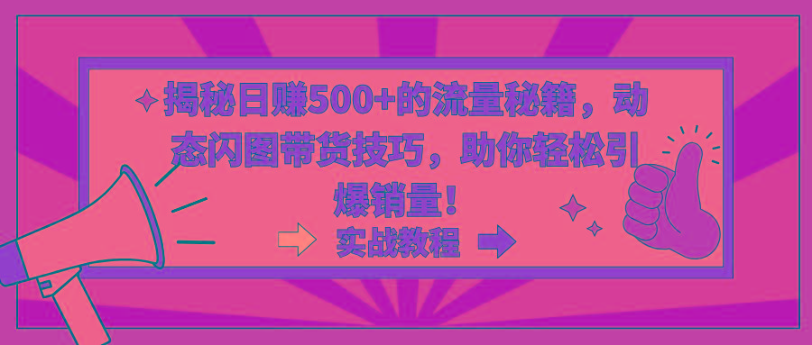 揭秘日赚500+的流量秘籍，动态闪图带货技巧，助你轻松引爆销量！-情久项目网