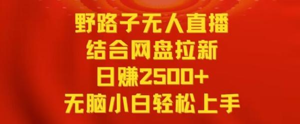 野路子无人直播结合网盘拉新，日赚2500+，小白无脑轻松上手【揭秘】-情久项目网