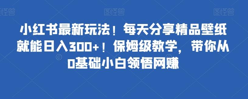 小红书最新玩法！每天分享精品壁纸就能日入300+！保姆级教学，带你从0基础小白领悟网赚-情久项目网